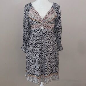 Angie Boho Ikat Knot Front Peekaboo Dress